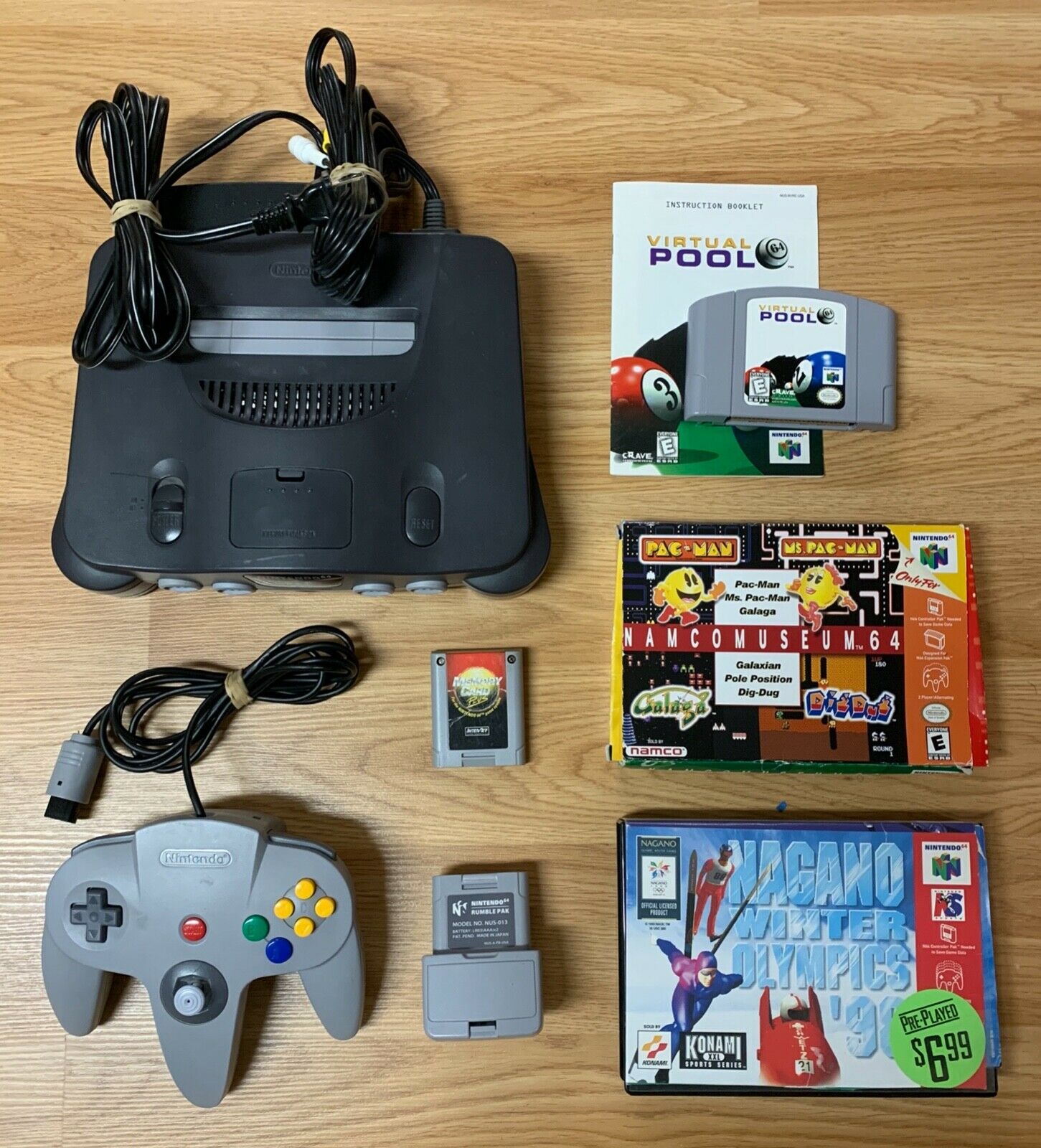 Nintendo 64 N64 Console, Controller, 3 Sport Paks, Rumble Pak, Memory ...