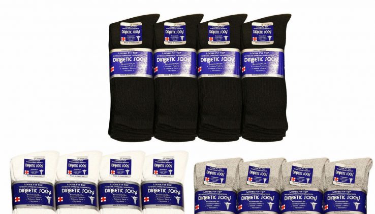 Physicians Permitted Diabetic Socks Crew Unisex 3, 6 or 12-Pack