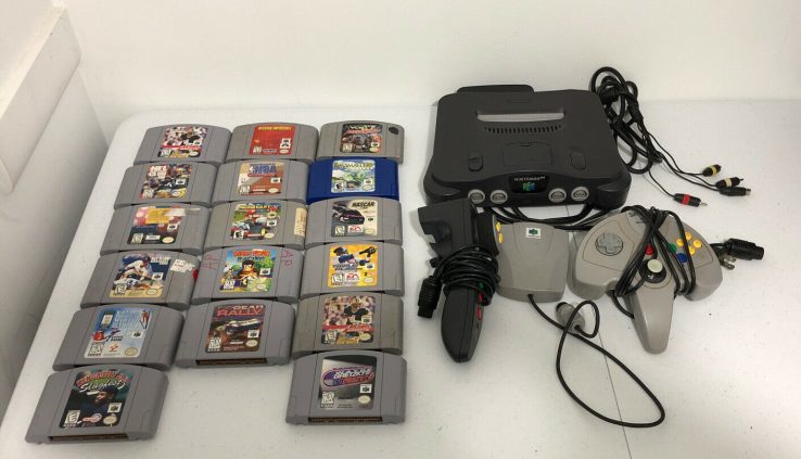 Nintendo 64 Bundle Charcoal Grey Console Controller Joystick Microphone 17 Video games