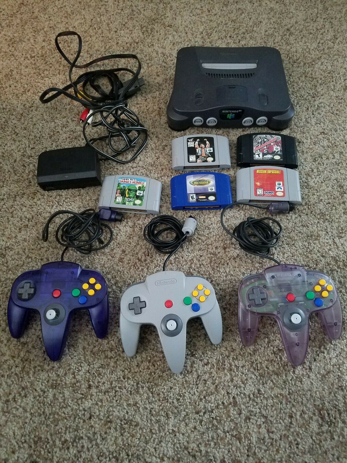 Long-established Nintendo 64 Grey Console w/3 Controllers + 5 Games ...