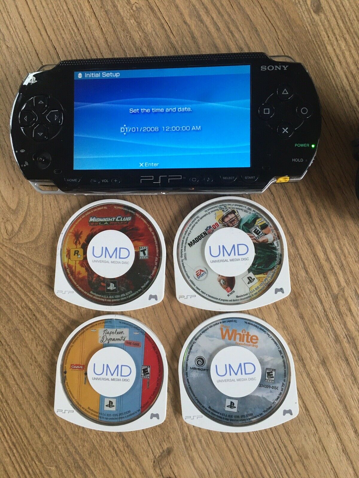 Sony PSP 1000, Vehicle Charger And 4 Games Bundle on 