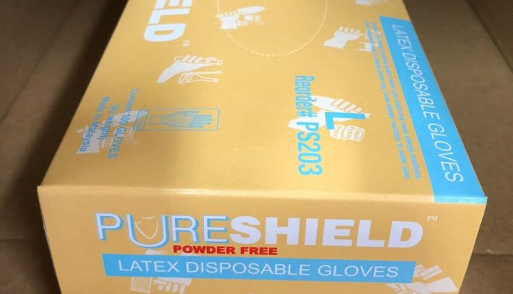 Pureshield Latex Gloves, Powder-Free, LARGE Natural 100/Field