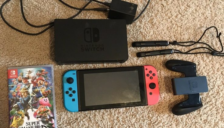 Nintendo Swap 32gb Neon Red and Neon Blue Pleasure-Con Console W/ Properly-organized Break Bro’s