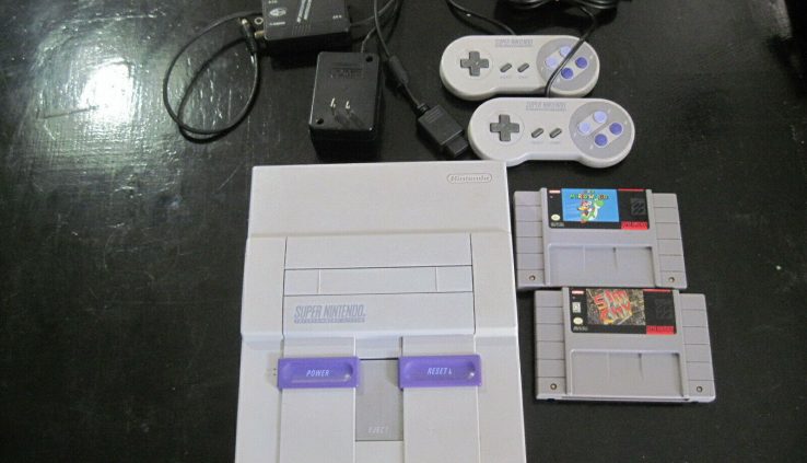 Abundant Nintendo SNES Console W/ 2 Controllers Mario World  Sim City FUN!