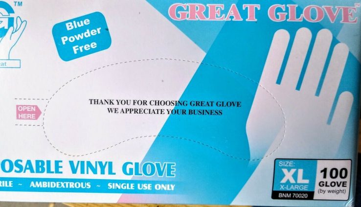 100 Pack Disposable Gloves Vinyl Latex Powder Free 