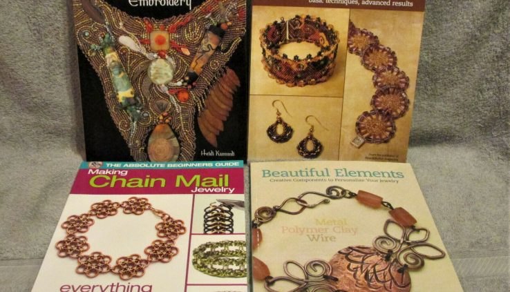 Lot of 4 Books Beading Jewelry Wire Dimensional Bead Embroidery Craft Books NEW