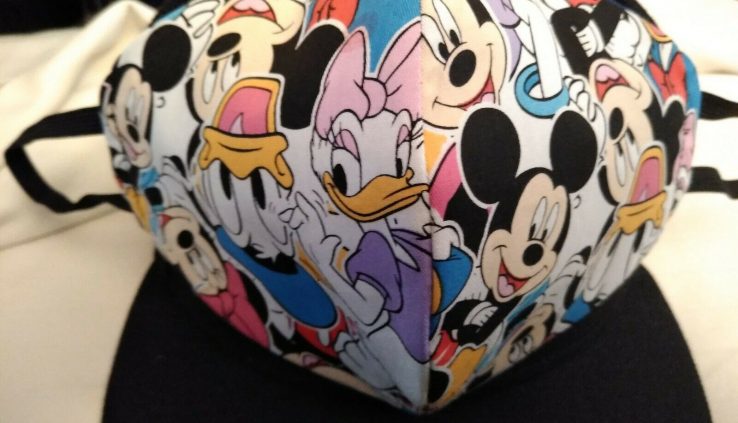 Disney Mickey Mouse & Chums Cloth Twin Layer Grownup Face Disguise Handmade Unusual