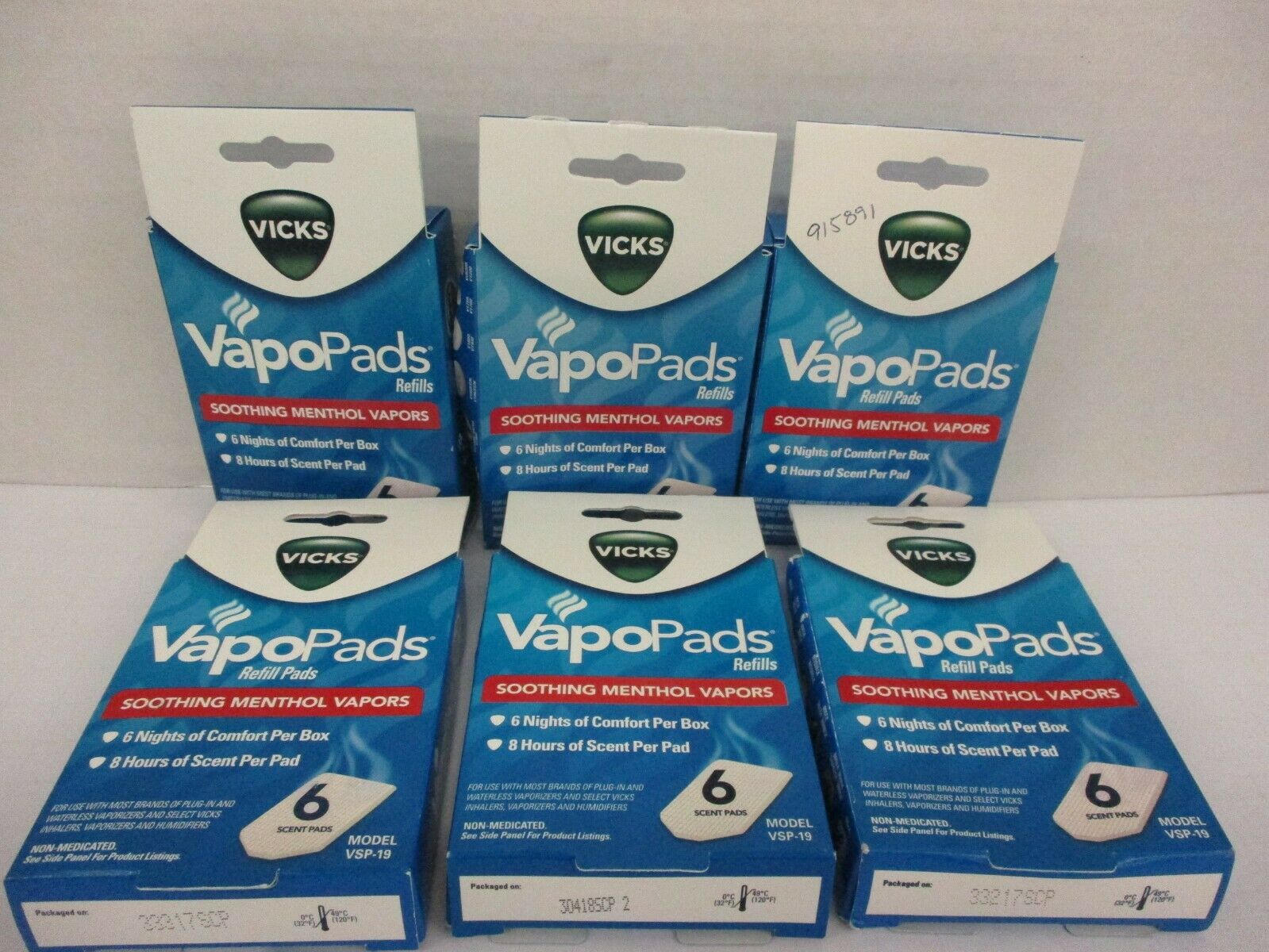 6 VICKS VAPOPADS SOOTHING MENTHOL VAPORS 6 SENT PADS EACH CB 4097