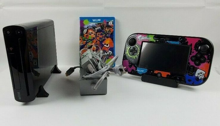 Nintendo Wii U 32GB Console – Shadowy With Splatoon Game and Case Mario Kart