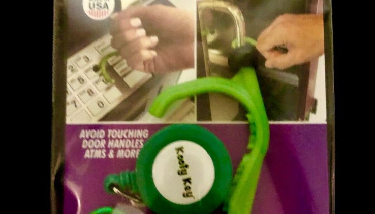 Key Chain ~ Kooty Key ~ Germ Free Tool ~ GREEN ~ Bonus Badge Retractor 