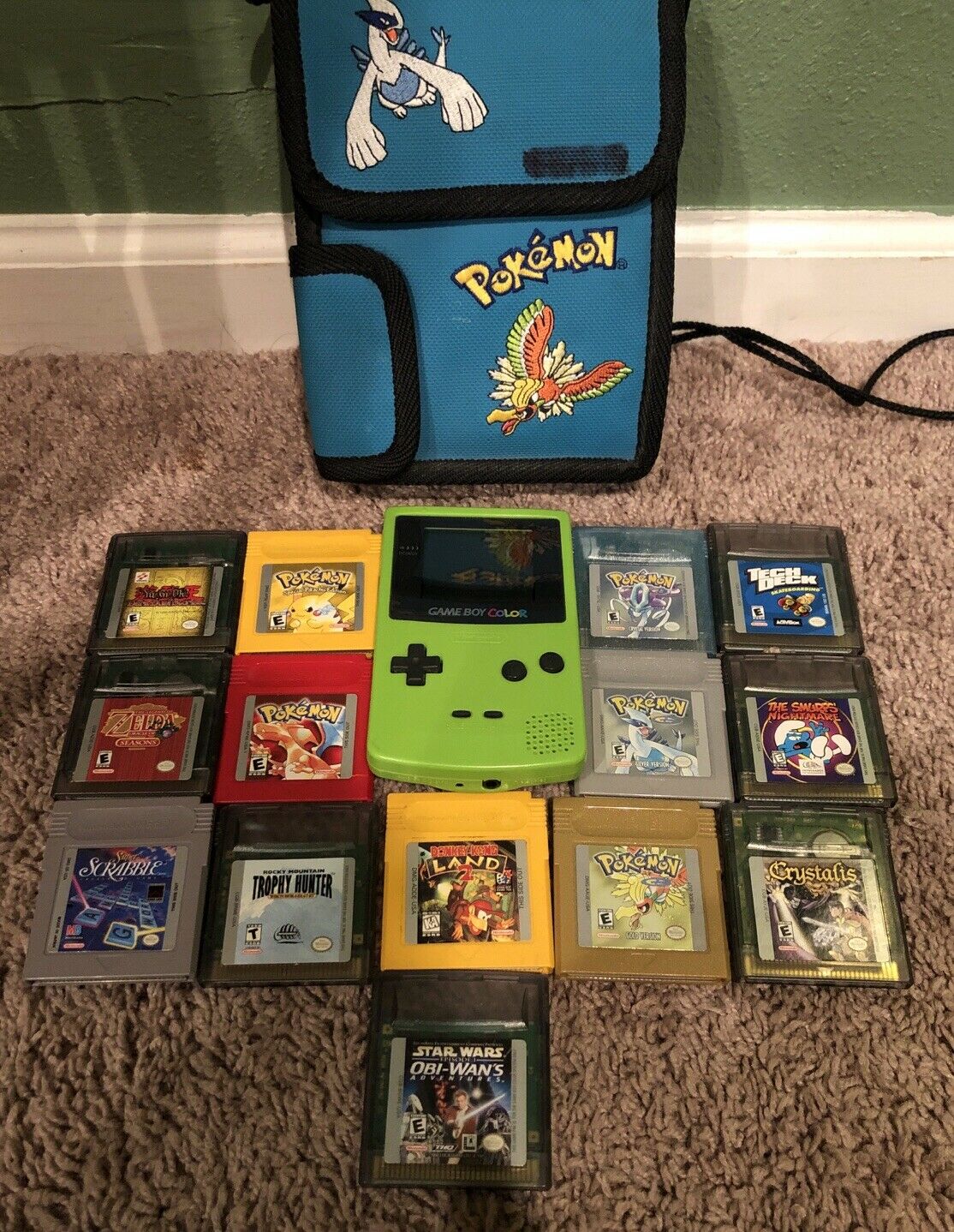 Nintendo Game Boy Color Console w/Case & 14 Video games (5 Pokemon ...