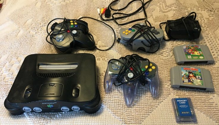 Nintendo 64 shadowy + video games and controllers