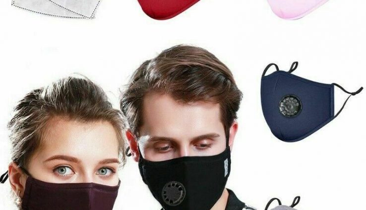 FACE MASK – REUSABLE, WASHABLE – WITH 2 FILTERS – 6 COLORS – SHIPS USA