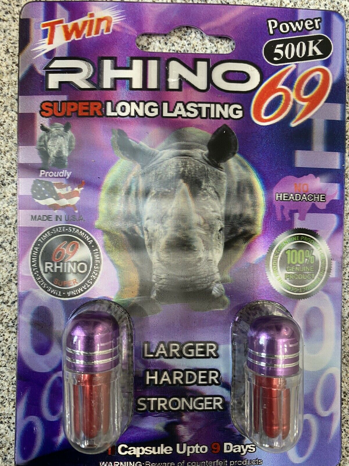 RHINO 69 DOUBLE 500k 2Packs (4 Capsules) Male Enhancement Pill