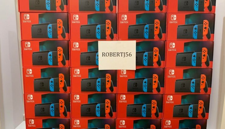 Nintendo Switch Console With Neon Crimson and Blue Joy Con Unusual Sealed (Latest Mannequin)