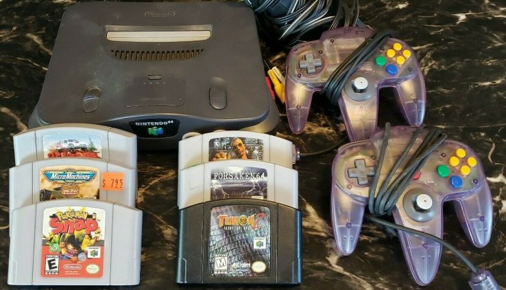 Nintendo 64 Console Full System with 2 controllers and 6 video games + Pokemon N64
