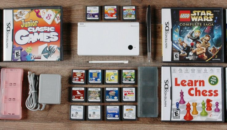 Nintendo DSi WHITE TWL-001 Gadget bundle 19 Video games – Wall Charger – Stylus READ