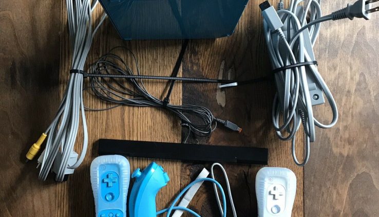 Nintendo Wii Blue With Controllers And 15 Games