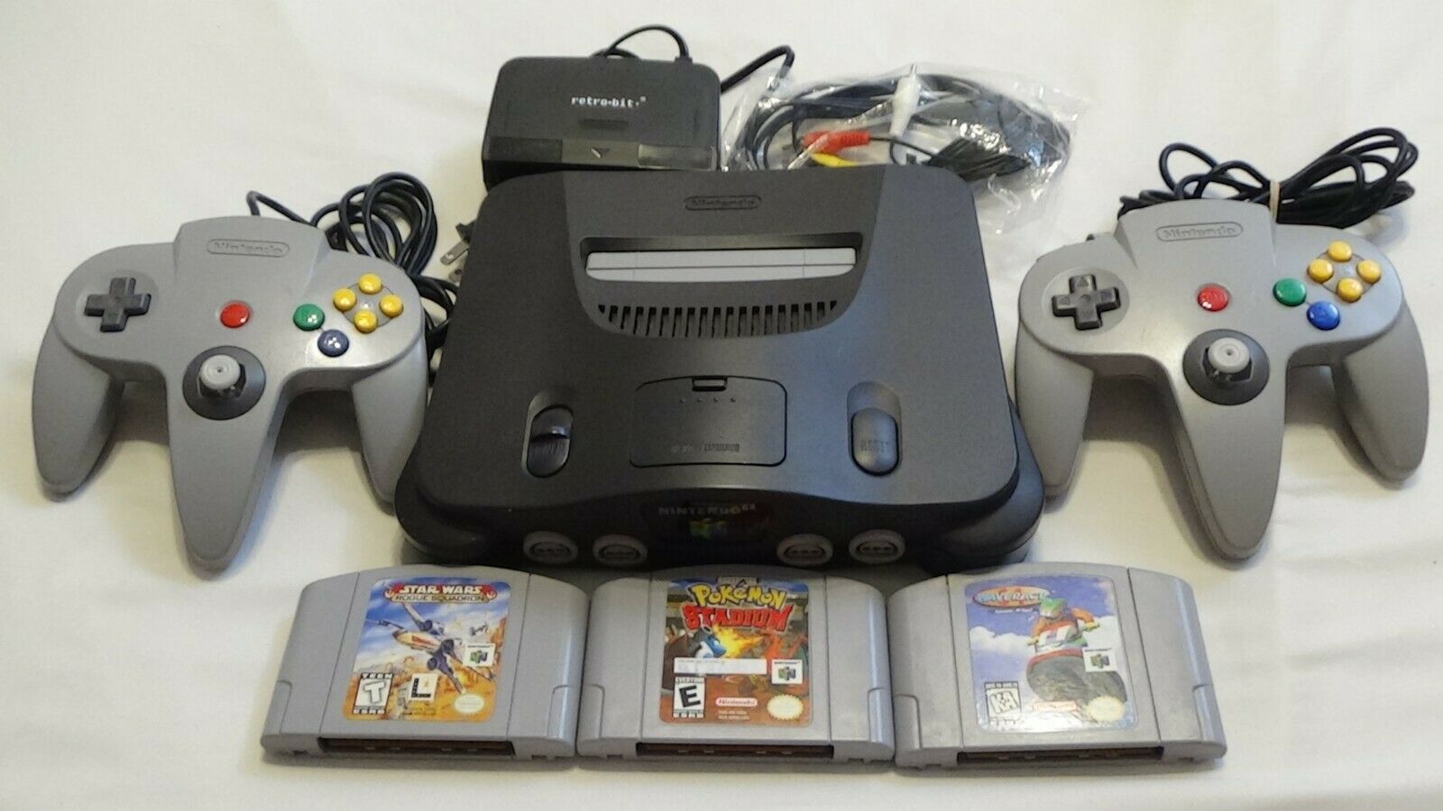 nintendo 64 with 2 controllers