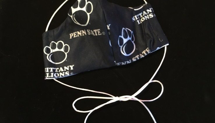 1 Hand Made PENN STATE NITTANY LIONS FACE MASK String Tie On, Handmade Facemask