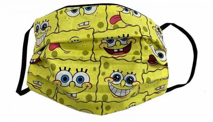 Washable Sponge Bob 100% Cotton Sketch Face Hide Handmade Washable and Reusable