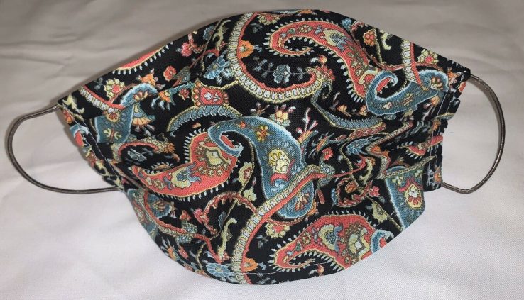 Fabric face mask with filter pocket Cotton Washable Handmade Paisley