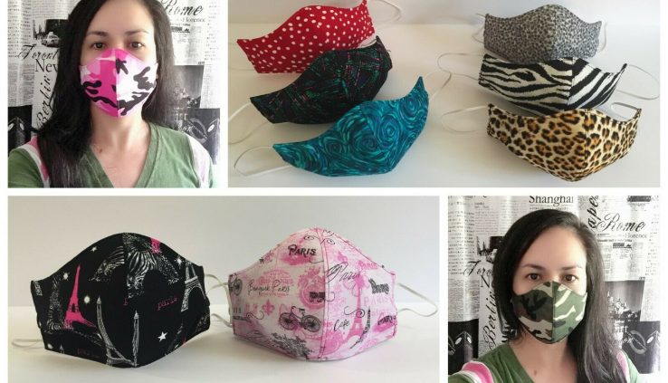 HANDMADE REVERSIBLE FACE MASK WITH HIGH QUALITY INTERFACINGS WOMEN/TEENAGE SIZE