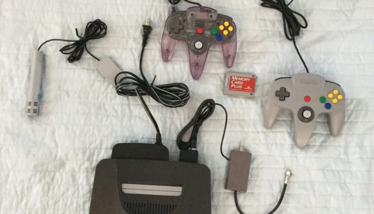 Nintendo 64 Charcoal Gray Console with 2 controllers & Mic