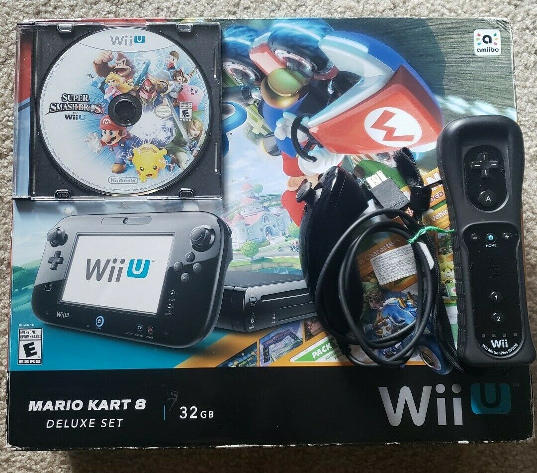 Nintendo Wii U 32gb Mario Kart 8 Deluxe Bundle Console Free Ship Icommerce On Web 0264