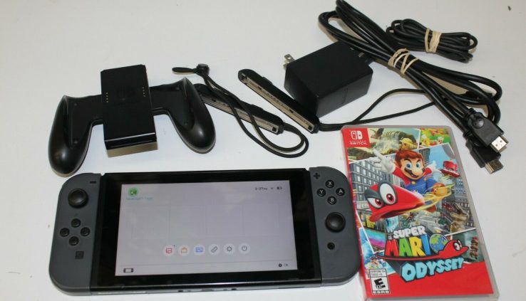 Nintendo Switch HAC-001 Video Sport Console with Grey Joy-Con Mario Odyssey