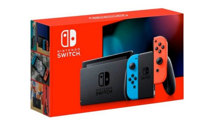 Nintendo Switch 32GB Gray Console with Neon Crimson and Neon Blue Joy-Con V2