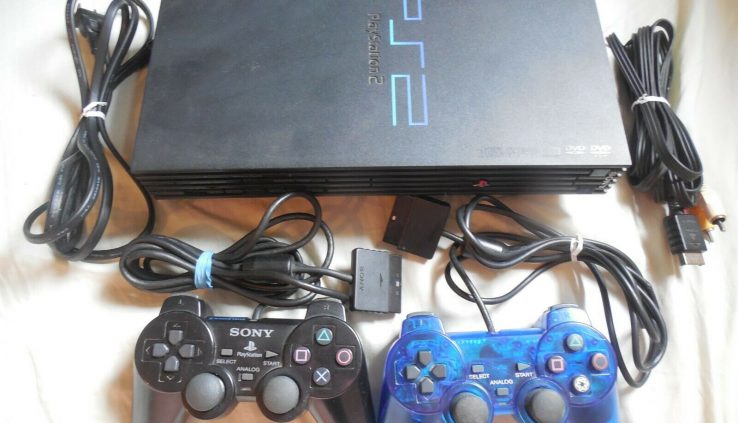 PlayStation 2 PS2 Rotund Console System Murky Entire w/ Controllers