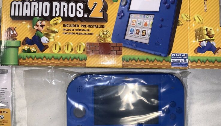 Nintendo 2DS with Unusual Neat Mario Bros Video Sport Console Blue NEW
