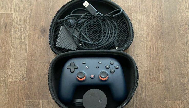 Feeble Google Stadia Founders Restricted Edition Blue Controller and Chromecast Ultra