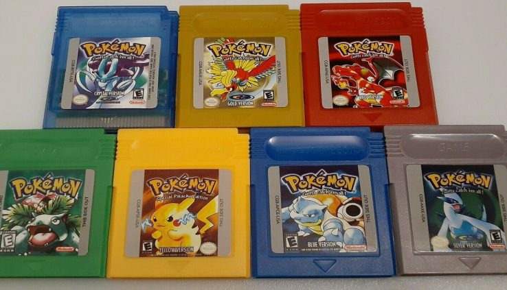Pokemon GBC Versions/ Crystal Yellow Crimson Green Blue Silver Gold (FREE SHIPPING)