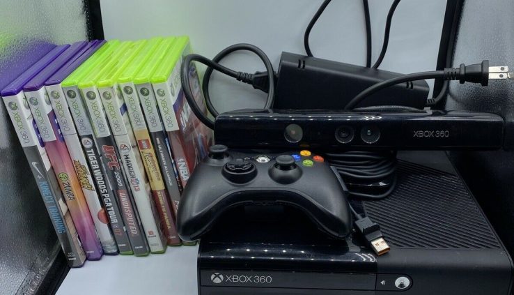 Microsoft Xbox 360 E 4GB Dark Console Bundle – Kinect, 1 Controller, 11 Games