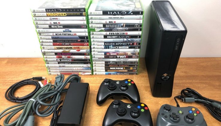 Microsoft Xbox 360 Slim Bundle 320GB Murky Console 39 games & 3 Controllers