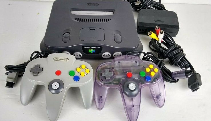 Nintendo 64 Machine Charcoal Gray Console with 2 controllers