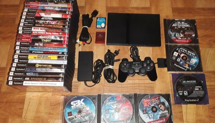 Sony PlayStation 2 PS2 Slim Charcoal Black Console (SCPH-75001CB) W/ 30 GAMES