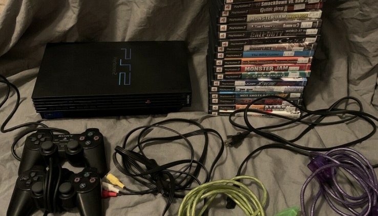 Playstation2 Dim Console Bundle With Controllers & 21 Video games FS Bnfts Charity