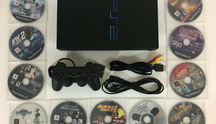 Sony PlayStation 2 PS2 Long-established Fleshy Console Bundle – 2 Video games, Controller, Cords