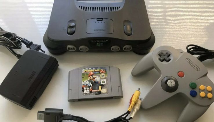 Nintendo 64, N64 Machine / Console Bundle + Cables + Controller +Mario Kart 64