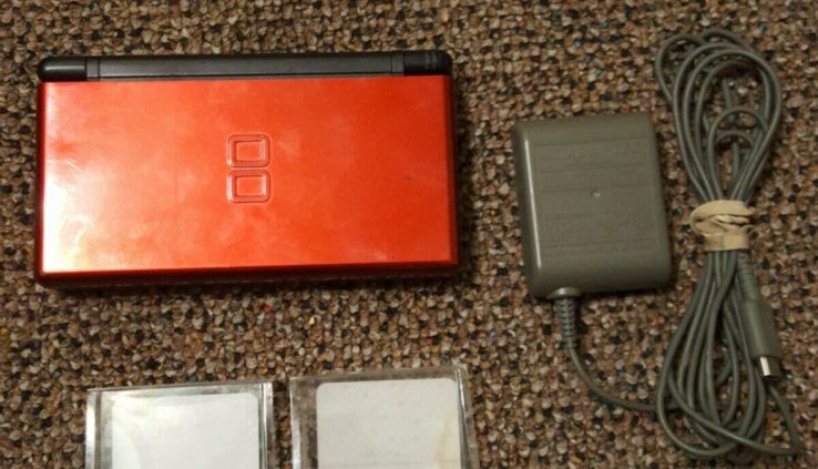 Nintendo DS Lite Crimson Crimson/Shadowy Handheld Console Bundle