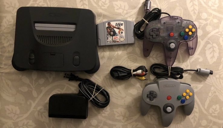 Nintendo 64 Launch Edition Charcoal Grey Console N64 Bundle Game 2 Controllers