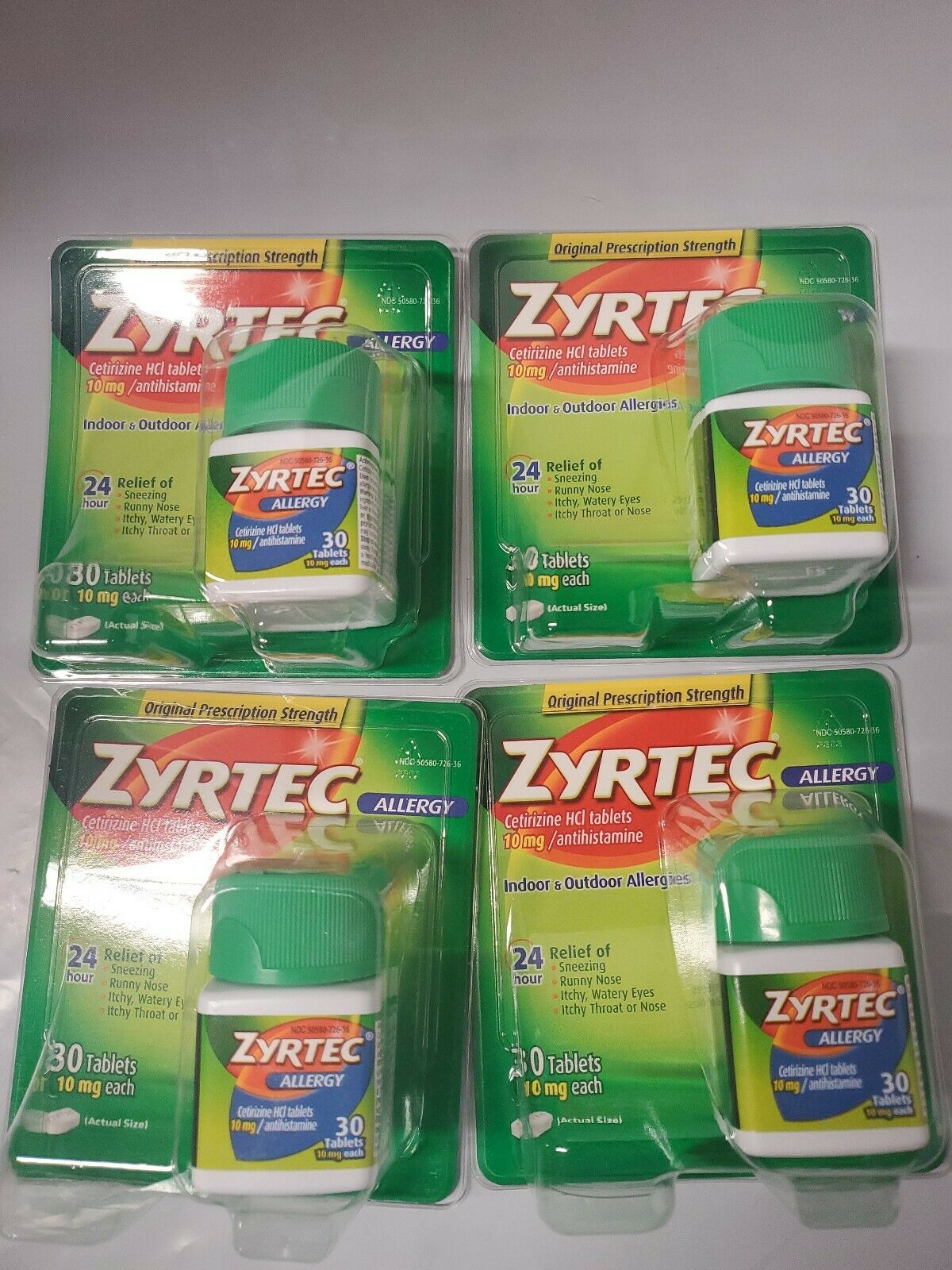 Pack of 4 Zyrtec Allergy 10 mg Tablets 30 ea EXP:03/20 (Y) - iCommerce ...