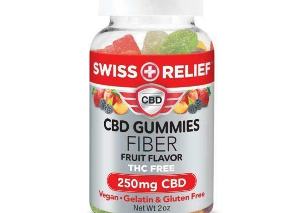 Fiber + 250mg CBD Gummies 2oz Bottle Fruit Flavored Chews Free Transport