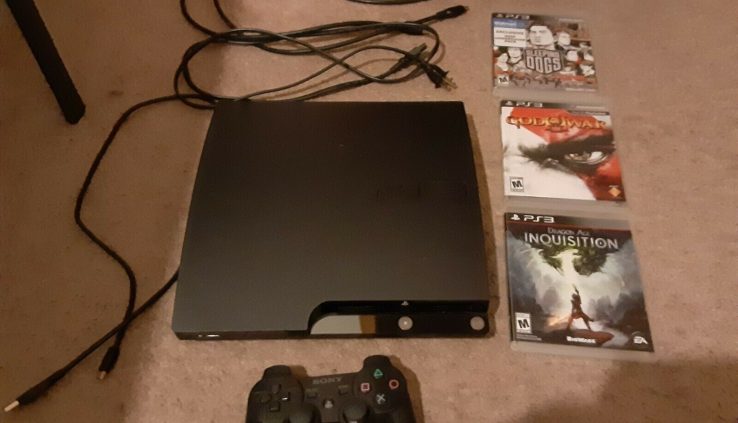 SONY PLAYSTATION 3 SLIM!!! 160GB BLACK CONSOLE!!! TESTED WORKS!!! W/ 3 GAMES!!