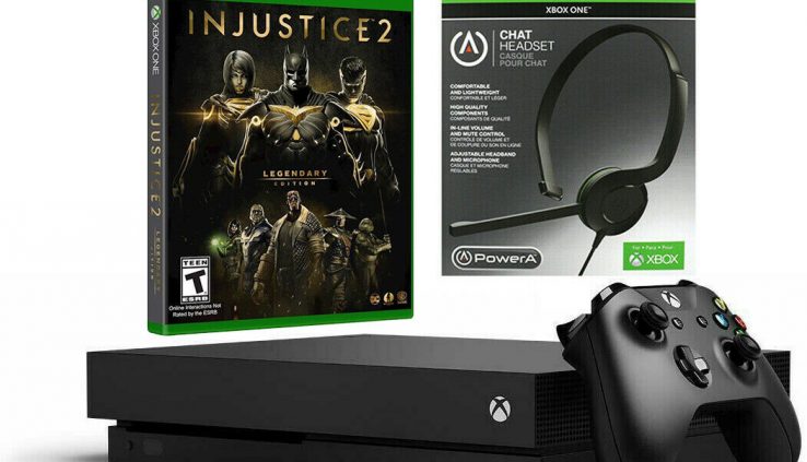 Xbox One X 1TB 4K with Injustice 2 Legendary Edition and PowerA Headset Bundle