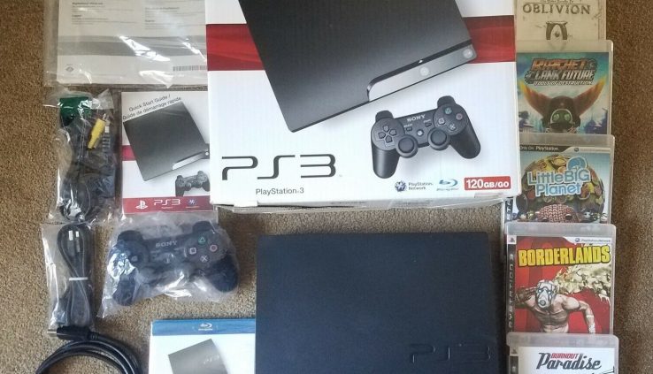 SONY PLAYSTATION 3 SLIM GAME CONSOLE 120GB – WITH BOX, ACCESSORIES
