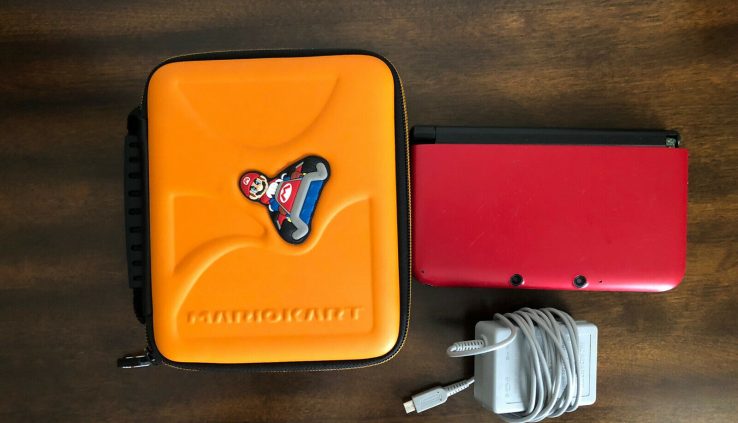 Nintendo 3DS XL W/ Case Red Handheld Machine READ DESCRIPTION